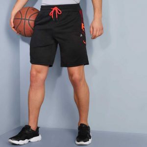 Printed Men Black Sports Shorts
